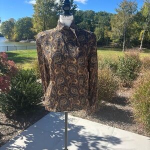 🌿 Vintage Rena Rowan for Saville Paisley Blouse – Size 8 (Made in Korea)